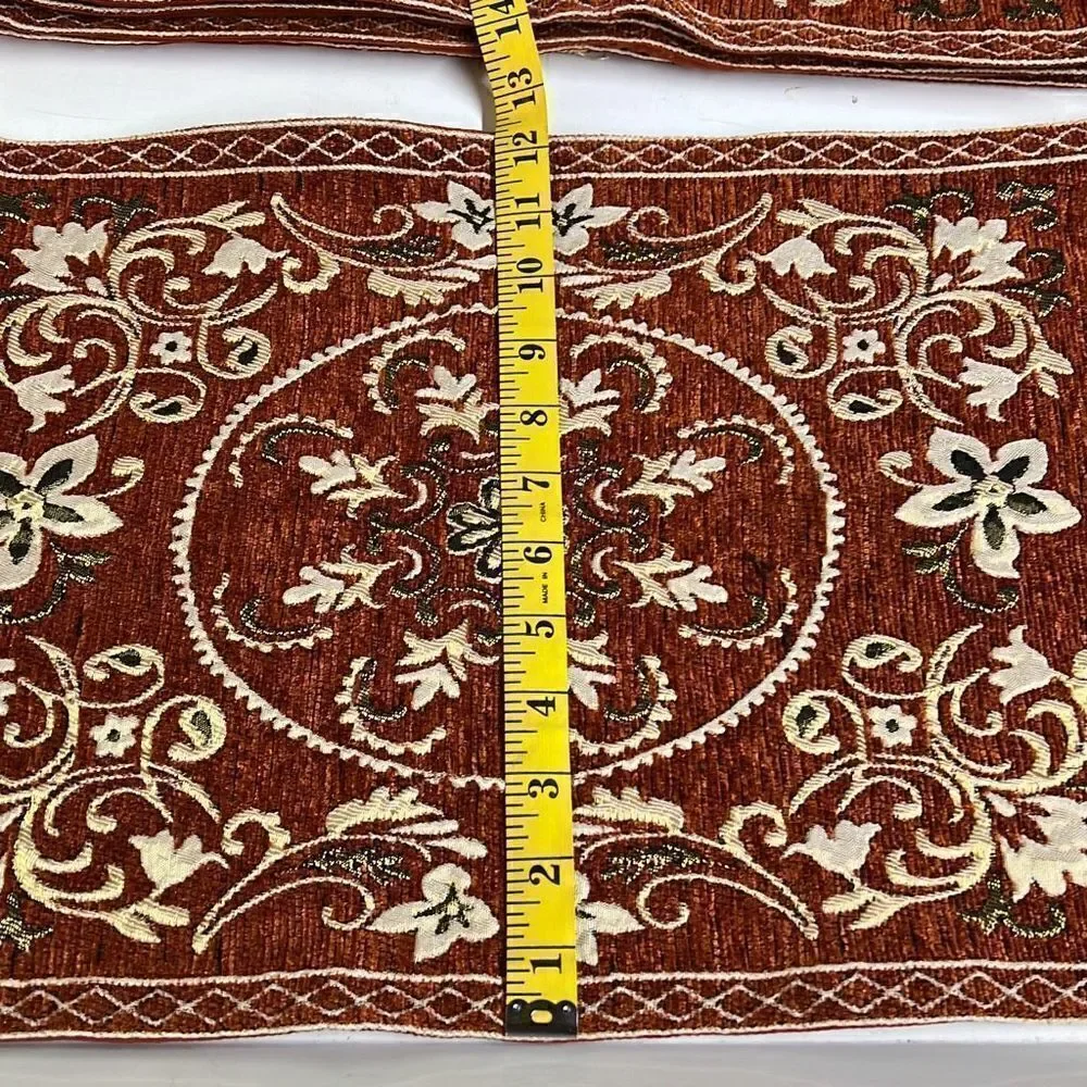 Rust White Floral Embroidery Polyblend Set of 6 Dining Placemats 17.5x12